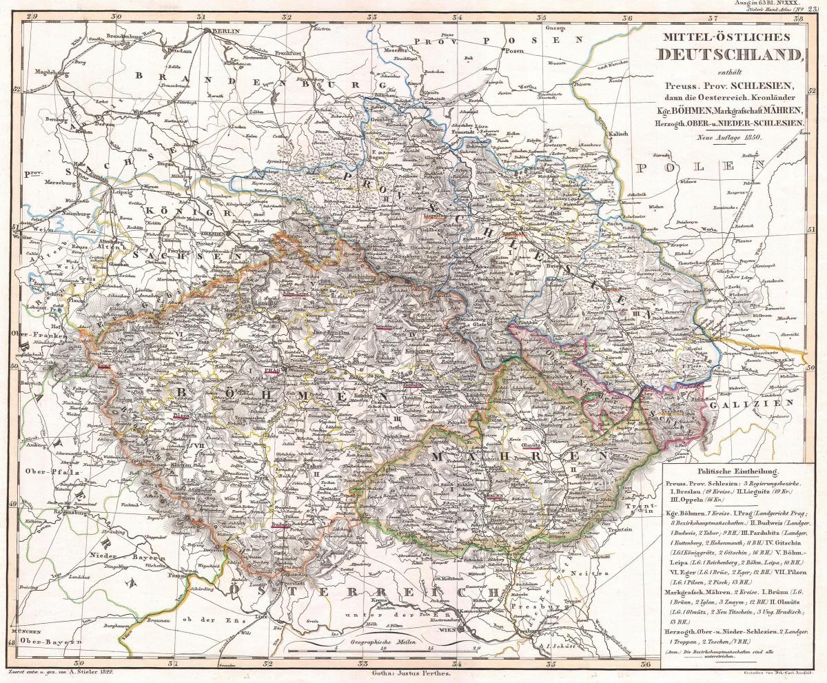 Historyczna mapa Republiki Czeskiej (Czechosłowacji)