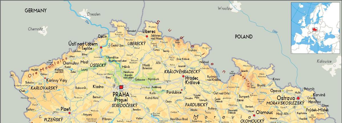 Mapa północnej części Czech (Czechosłowacji)
