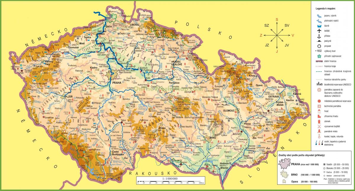 Mapa topograficzna Republiki Czeskiej (Czechosłowacji)