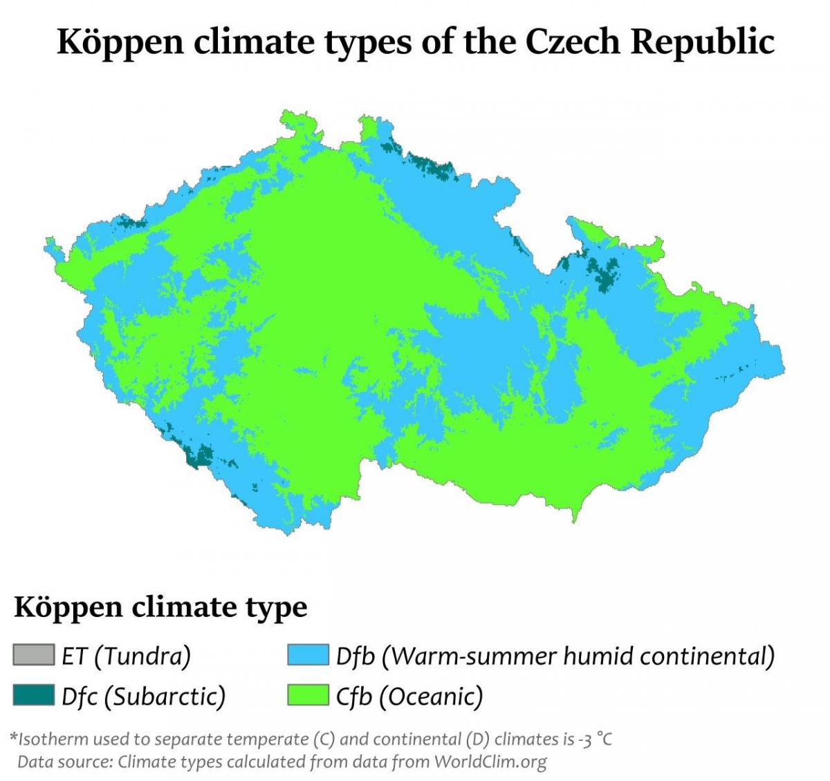 Mapa temperatury Republika Czeska (Czechosłowacja)