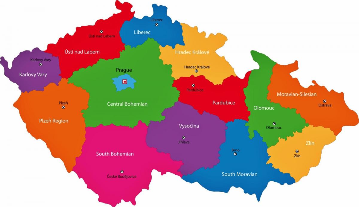 Mapa obszarów Republiki Czeskiej (Czechosłowacji)