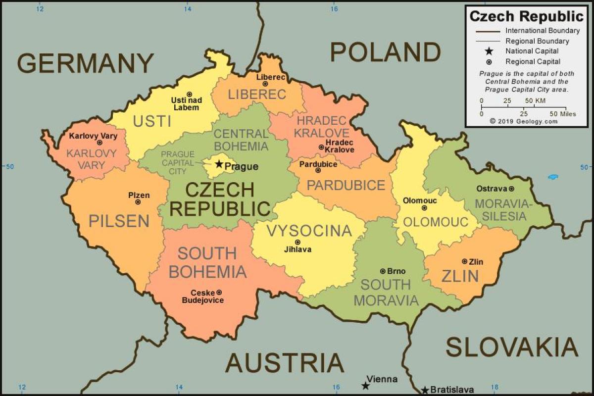 Mapa stolicy Republiki Czeskiej (Czechosłowacji)